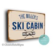 Personalized Ski Cabin Sign – Vintage Ski Resort Wall Sign, Fade Resistant UV Print, All-Weather Aluminum Composite, Indoor Outdoor Ready - 9-x-6