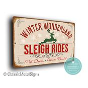 Sleigh Rides Sign – Xmas Signs, Christmas Décor, UV Protected Color Print, Indoor Outdoor Ready, Easy Mount Pre-Drilled Holes - 20-x-14-inches