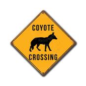 Coyote Crossing Sign – Full Color UV Protected Print, Yellow Xing Plaque, Aluminum Composite, Indoor Outdoor Ready, Easy Mount Pre-Drilled Holes - 8-x-8 image