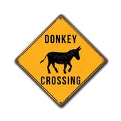 Donkey Crossing Sign – Signs for Donkeys, Weather Ready Aluminum Composite, Indoor Outdoor Use, Easy Mount Pre-Drilled Holes - 8-x-8 image