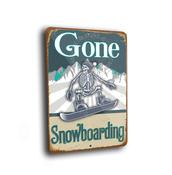 Gone Snowboarding Sign – Vintage Mountain Ski Sign, UV Protected Full Color Print, Weatherproof Waterproof Aluminum Composite, Indoor Outdoor Ready - 16-x-12