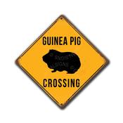Guinea Pig Crossing Sign – Vintage Decorative Wall Plaque, Yellow Crossing Signs, UV Protected Print, Weather Ready Aluminum Composite - 8-x-8
