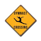 Gymnast Crossing Sign – Gym Décor, Yellow Xing Signs,  Durable Aluminum Composite, Indoor Outdoor Use, Easy Mount Pre-Drilled Holes - 12-x-12