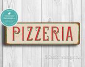Pizzeria Sign – Vintage Style, Fade Resistant UV Print, Durable Weatherproof Aluminum Composite, Pre-Drilled Mounting Holes, Indoor Outdoor Use - 36-x-12-inches