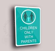 Children Only With Parents Sign – Pool Signs, UV Protected Color Print, Weather Ready Aluminum Composite, Indoor Outdoor Use - 16-x-12inches