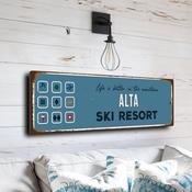 Alta Ski Resort Sign – Vintage Ski Resort Sign, Full Color UV Protected Artwork, Outdoor Weatherproof Waterproof Aluminum Composite, Pre-Drilled Holes for Mounting - 20-x-6-inches
