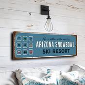 Arizona Snowbowl Ski Resort Sign – Vintage Mountain Wall Sign, Full Color UV Protected Artwork, Fade Resistant Outdoor Safe Aluminum Composite, Pre-Drilled Holes Easy Mount - 12-x-4-inches