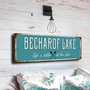 Becharof Lake Sign - Alaskan Wilderness Vintage Poster, Waterproof Exterior Plaque, National Wildlife Refuge Keepsake - 12-x-4-inches