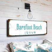 Barefoot Beach Sign - Florida Gulf Coast Preserve Plaque, Permanent Sun Resistant Finish, Relaxing Vacation Mood Decorative Plate - 12-x-4-inches
