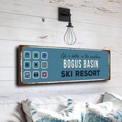 Bogus Basin Ski Resort Sign – Vintage Mountain Wall Sign, UV Protected Full Color Print, Outdoor Weatherproof Waterproof Aluminum Composite, Pre-Drilled Holes for Mounting - 24-x-8-inches
