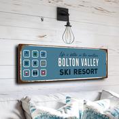 Bolton Valley Ski Resort Sign – Vintage Ski Resort Sign, Full Color UV Protected Print, Durable Weatherproof Aluminum Composite, Pre-Drilled Holes for Mounting - 20-x-6-inches