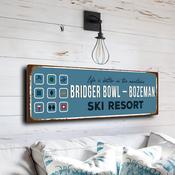 Bridger Bowl Bozeman Ski Resort Sign – Retro Mountain Decor Sign, Full Color UV Protected Print, Fade Resistant Outdoor Safe Aluminum Composite, Pre-Drilled Holes Easy Mount - 24-x-8-inches