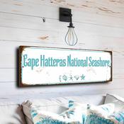 Cape Hatteras National Seashore Beach Sign - Outer Banks OBX Heritage Decor, Iconic Lighthouse Era Styling, Premium All-Weather Signage - 24-x-8-inches