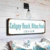 Coligny Beach Hilton Head Sign - South Carolina Lowcountry Graphic, Tropical Palette, Personalized Feel for Luxury Vacation Rentals - 24-x-8-inches