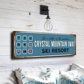 Crystal Mountain (WA) Ski Resort Sign – Vintage Mountain Wall Sign, Full Color UV Protected Print, Fade Resistant Outdoor Safe Aluminum Composite, Pre-Drilled Holes Easy Mount - 20-x-6-inches