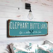 Elephant Butte Lake Sign - New Mexico Desert Oasis Decor, Bold Retro Typography, Sunset View Decorative Plate - 20-x-6-inches