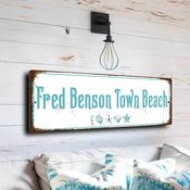 Fred Benson Town Beach Sign - Block Island RI Keepsake, Simple Serene Composition, Permanent High Gloss Outdoor Signage - 24-x-8-inches