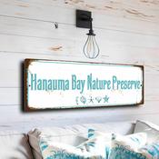 Hanauma Bay Nature Preserve Beach Sign - Oahu Snorkeling Tribute, Colorful Marine Life Theme, UV Protected Professional Finish - 12-x-4-inches