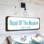 Head Of The Meadow Beach Sign - Truro Cape Cod Commemorative, Nautical Sand Dune Art, Authentic Rustic Feel for Seaside Nooks - 24-x-8-inches