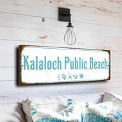 Kalaloch Public Beach Sign - Olympic National Park WA Decor, Misty Evergreen Aesthetic, Robust Metal for Rainy Climates - 12-x-4-inches