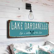 Lake Dardanelle Sign - Arkansas River State Park Motif, Bright Energetic Design, Easy Installation for Fences and Gates - 12-x-4-inches