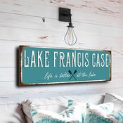 Lake Francis Case Sign - South Dakota Reservoir Art, Subtle Gradients, High Visibility Identification for Private Docks - 12-x-4-inches