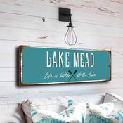 Lake Mead Sign - Nevada Arizona Desert Art, Iconic Colorado River Styling, Rugged Construction for High Heat Areas - 20-x-6-inches