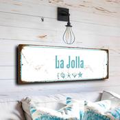 La Jolla Beach Sign - San Diego Cove Graphic, California Sea Lion Theme, Sophisticated Finish for Professional Offices - 12-x-4-inches