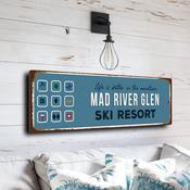 Mad River Glen Ski Resort Sign – Rustic Vintage Wall Sign, UV Protected Full Color Print, Weatherproof Waterproof Aluminum Composite, Pre-Drilled Holes Easy Mount - 24-x-8-inches