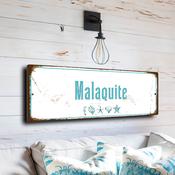 Malaquite Beach Sign - Padre Island National Seashore Art, Texas Coastal Dunes Theme, Protective Coating for High Humidity - 20-x-6-inches
