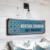 Montana Snowbowl Ski Resort Sign – Classic Mountain Decor Sign, UV Protected Print, Outdoor Safe Aluminum Composite, Two Pre-Drilled Holes - 12-x-4-inches