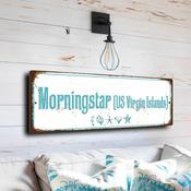 Morningstar Beach Sign - St Thomas US Virgin Islands, Caribbean Vacation Souvenir, Bright Lustre UV Shielded Print - 20-x-6-inches