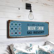 Mount Snow Ski Resort Sign – Vintage Ski Resort Sign, UV Protected Artwork, Durable Weatherproof Aluminum Composite, Two Pre-Drilled Holes - 12-x-4-inches