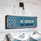 Mt Bachelor Ski Resort Sign – Retro Mountain Wall Sign, UV Protected Print, Outdoor Safe Aluminum Composite, Pre-Drilled Holes - 12-x-4-inches