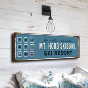 Mt Hood Skibowl Ski Resort Sign – Vintage Style Metal Sign, UV Protected Print, Weatherproof Aluminum Composite, Pre-Drilled Holes - 20-x-6-inches