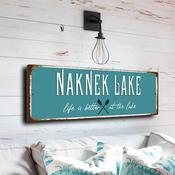 Naknek Lake Sign - Katmai Alaska National Park Plaque, Brown Bear Country Motif, Waterproof Outdoor Wilderness Art - 24-x-8-inches