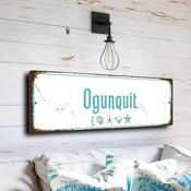 Ogunquit Beach Sign - Marginal Way Maine Art, Beautiful Place By The Sea Theme, Sturdy Construction for Northern Cabins - 12-x-4-inches