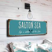 Salton Sea Sign - California Desert Mirage Plaque, Mid-Century Modern Vibes, Unique Conversation Piece for Studios - 20-x-6-inches