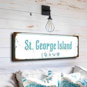 St George Island Sign - Forgotten Coast Florida Plaque, Tranquil Unspoiled Beach View, Sturdy Aluminum for Boat Houses - 24-x-8-inches