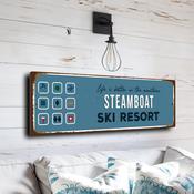 Steamboat Ski Resort Sign – Retro Mountain Wall Sign, Full Color UV Print, Waterproof Fade Resistant Aluminum Composite, Two Pre-Drilled Holes - 12-x-4-inches