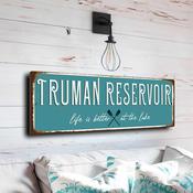 Truman Reservoir Sign - Missouri Osage River Art, Subtle Earth Tones, Professional Grade Finish for Sportsmen - 24-x-8-inches image