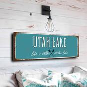 Utah Lake Sign - Provo Valley Scenic Plaque, Fresh Mountain Air Theme, High Contrast Design for Modern Homes - 20-x-6-inches