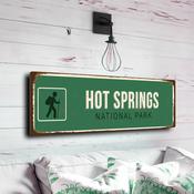 Hot Springs National Park Sign - Arkansas Bathhouse Row Tribute, Victorian Era Charm, Polished Finish for Spa and Wellness Spaces - 12-x-4-inches
