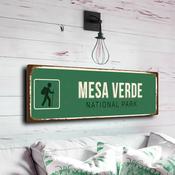Mesa Verde National Park Sign - Colorado Cliff Dwelling Keepsake, Native Ancestral Heritage Style, Sophisticated Finish for Den Walls - 24-x-8-inches