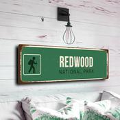 Redwood National Park Sign - Pacific Coast Forest Plaque, Ancient Trees Theme, Non-Fading Vibrant Print for Northern California Fans - 24-x-8-inches