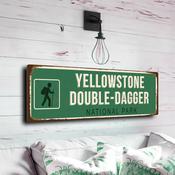 Yellowstone National Park Sign - Antique Wyoming Landmark Motif, Heavy Duty Exterior Grade Signage, Iconic Old Faithful Era Heritage Decor - 20-x-6-inches