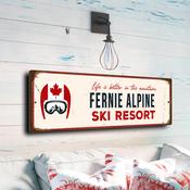 Fernie Alpine Ski Resort Sign – Rustic Vintage Ski Resort Sign, Full Color UV Protected Print, Aluminum Composite, Easy Mount Pre-Drilled Holes - 12-x-4-inches