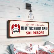 Mount Washington Alpine Ski Resort Sign – Vintage Style Ski Resort Sign, UV Protected Full Color Print, Durable Aluminum Composite, Pre-Drilled Mount - 20-x-6-inches
