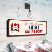 Nakiska Ski Resort Sign – Vintage Style Ski Resort Sign, Full Color UV Print, Durable Aluminum Composite, Pre-Drilled Holes for Mounting - 20-x-6-inches