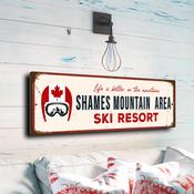 Shames Mountain Area Ski Resort Sign – Rustic Vintage Ski Resort Sign, Full Color UV Print, Durable Aluminum Composite, Mount Ready Pre-Drilled Holes - 20-x-6-inches image